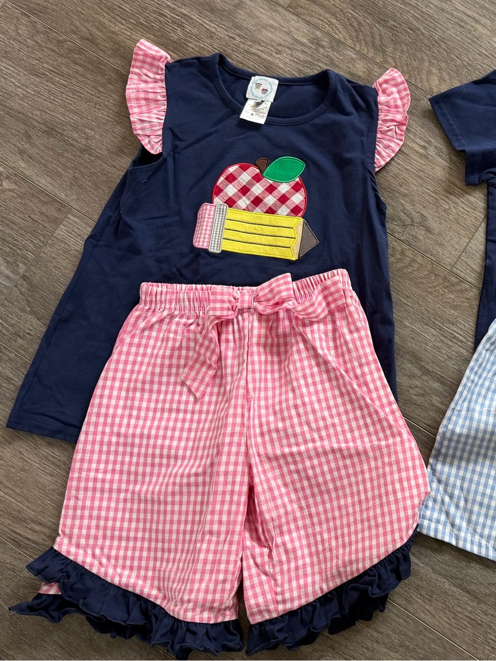 Girls Smock Monkey Top & Pink Gingham Shorts Set